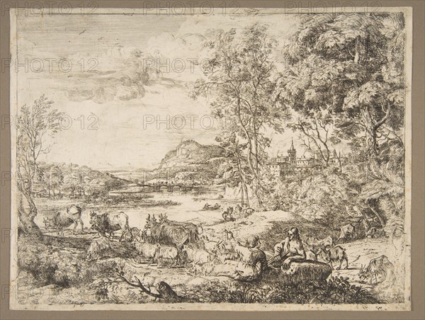 Shepherd and Shepherdess Conversing in a Landscape, ca. 1651. Creator: Claude Lorrain.