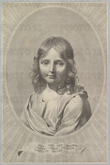 Bust of Jesus as a Child in an Oval. Creator: Claude Mellan.
