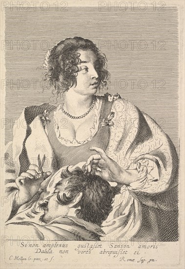 Delilah Cutting Samson's Hair. Creator: Claude Mellan.