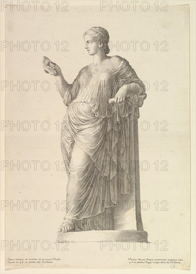 Ancient Statue of the Muse Thalia, 1669. Creator: Claude Mellan.