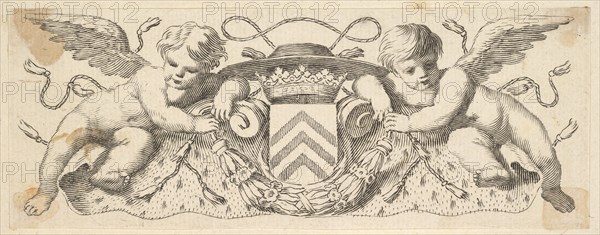 Two Cherubs with the Arms of Cardinal Richelieu, before 1642. Creator: Claude Mellan.