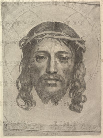 Face of Christ on St. Veronica's Cloth, 1649. Creator: Claude Mellan.