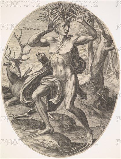 Cyparissus from set The Rural Gods, 1565. Creator: Cornelis Cort.