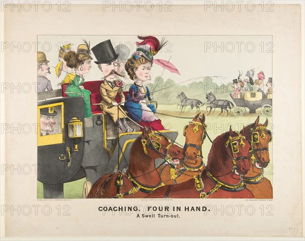 Coaching - Four in Hand - A Swell Turn-out, 1876. Creator: Currier and Ives.