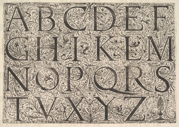 Roman Majuscule Alphabet, ca. 1520. Creator: Daniel Hopfer.