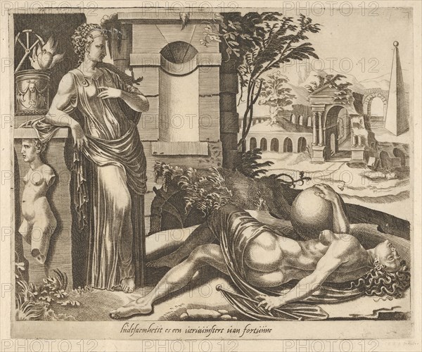 Patience as the Victor over Fortune from Six Sayings about Fortune, ca. 1560. Creator: Dirck Volkertsen Coornhert.