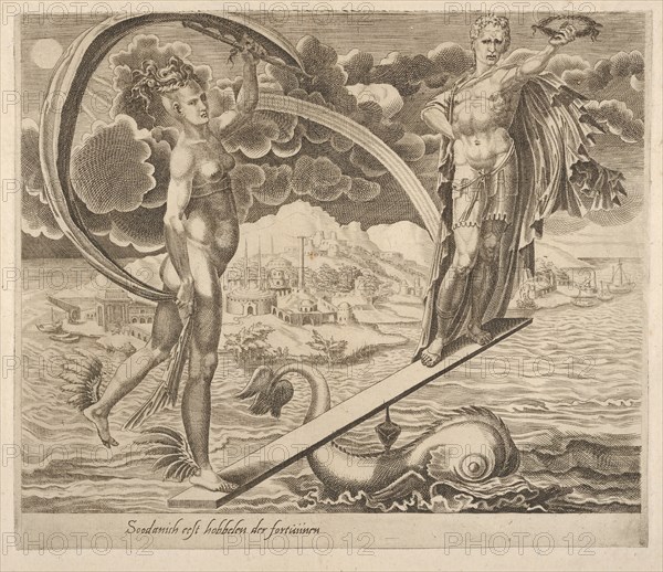 Fortune Using Man as a Plaything from Six Sayings about Fortune, ca. 1560. Creator: Dirck Volkertsen Coornhert.