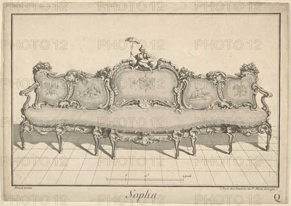 Design for a Sofa, from: Nouvelle Iconographie Historique III, series Q, 1771 or after. Creator: Duval.