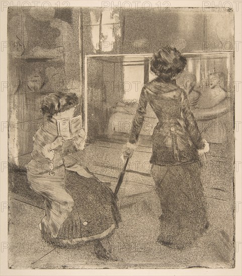 Mary Cassatt at the Louvre: The Etruscan Gallery, 1879-80. Creator: Edgar Degas.