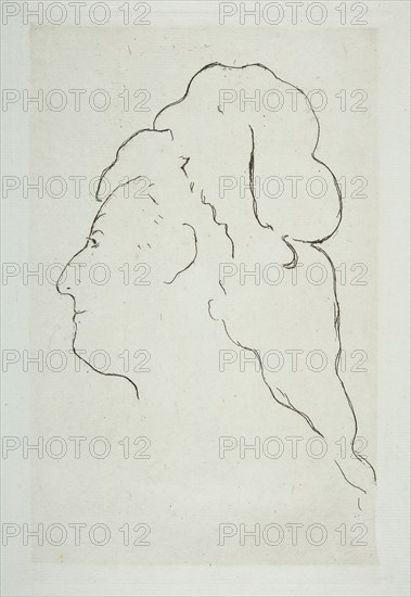 Profile of Eva Gonzales turned to the left, ca. 1870. Creator: Edouard Manet.
