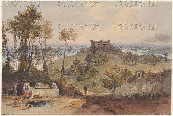 Bracciano (Views of Rome and Its Environs, plate 2), 1841. Creator: Edward Lear.