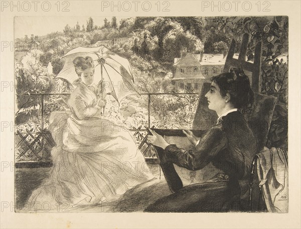 La Terrasse de la VIlla Brancas, 1876. Creator: Felix Bracquemond.