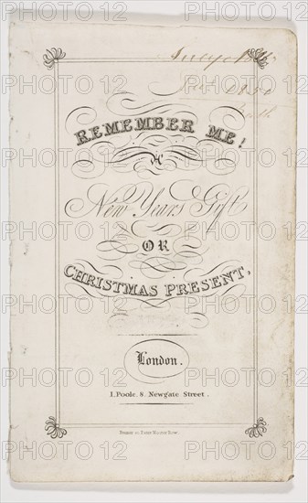 Remember Me! New Year's Gift or Christmas Present, 1826. Creator: Fenner.