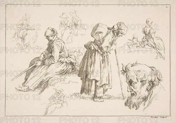 Sheet of Sketches, 1753. Creator: Francois Boucher.