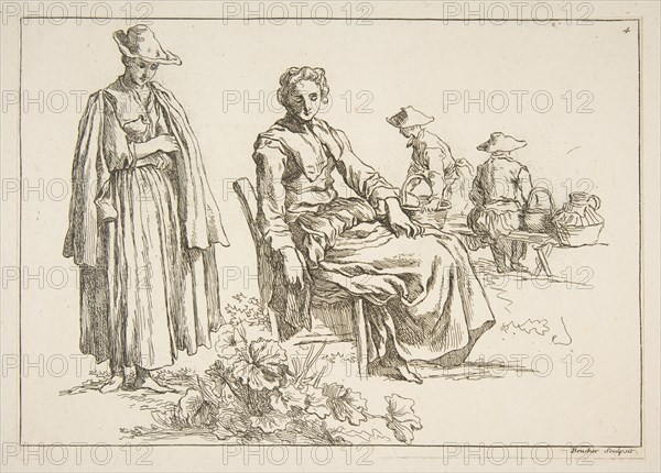 Sheet of Sketches, 1753. Creator: Francois Boucher.