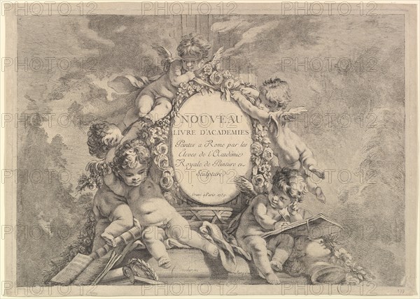 Frontispiece, from Nouveau Livre d'Academies Peintes a Rome par les Eleves de l'Académie R..., 1759. Creator: Unknown.