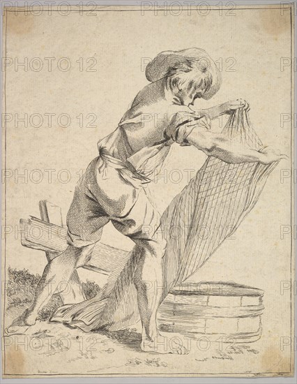 Peasant Holding Fish Net, 18th century. Creator: Unknown.