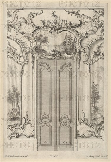 Wall Elevation with a Double Door, from 'Wandfüllungen', ca. 1748-70. Creator: Franz Xavier Habermann.