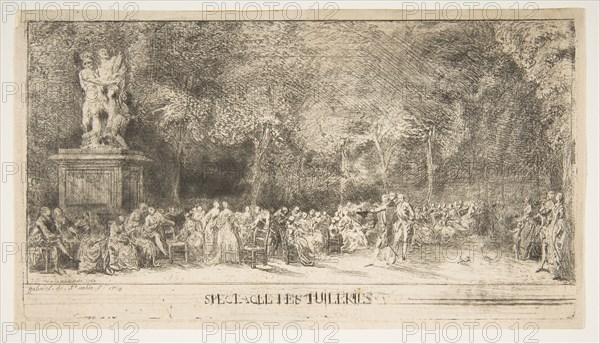 Scene in the Tuileries: The Chairs, 1760. Creator: Gabriel de Saint-Aubin.