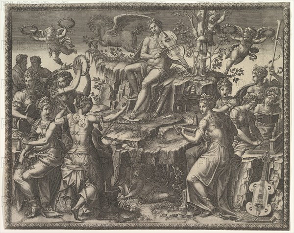 Apollo and the Muses, ca. 1557. Creator: Giorgio Ghisi.