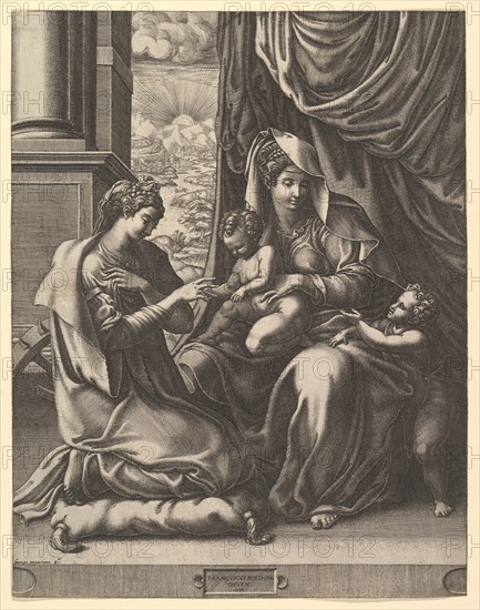 The Mystic Marriage of St. Catherine, ca. 1555-56. Creator: Giorgio Ghisi.