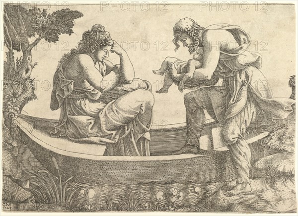 Danae and the infant Perseus cast out to sea by Acrisius, 1543. Creator: Giorgio Ghisi.