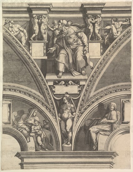 The Prophet Ezekiel; from the series of Prophets and Sibyls in the Sistine Chapel , 1570-75. Creator: Giorgio Ghisi.