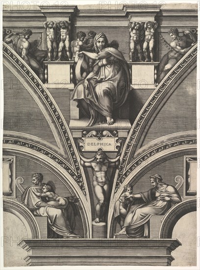 The Delphic Sibyl; from the series of Prophets and Sibyls in the Sistine Chapel, 1570-75. Creator: Giorgio Ghisi.