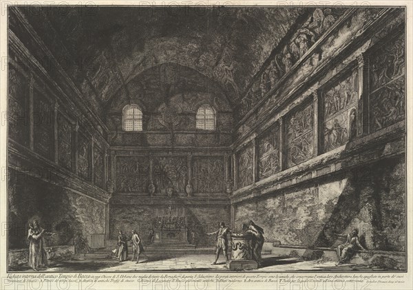 Interior view of the ancient Temple of Bacchus, now the church of S. Urbano, two miles..., ca. 1750. Creator: Giovanni Battista Piranesi.