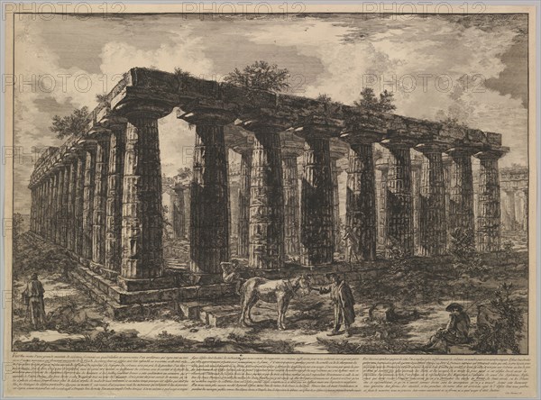 View showing the remains of a large enclosure of columns..., from Différentes vues de ..., ca. 1748. Creator: Giovanni Battista Piranesi.