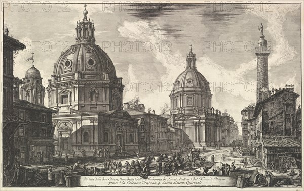 Two churches near Trajan's column, S. Maria di Loreto and Santissimo Nome di Maria (Ve..., ca. 1762. Creator: Giovanni Battista Piranesi.