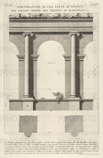 Elevation and plan of the second-order portico at the Theater of Marcellus