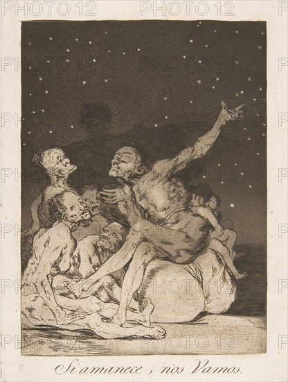 Plate 71 from 'Los Caprichos': When day breaks we will be off