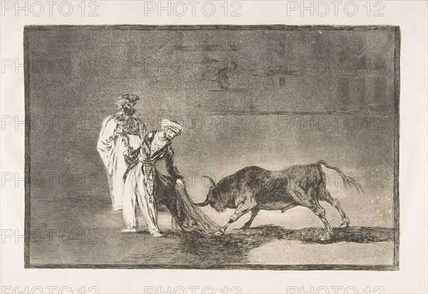 Plate 6 from 'The Tauromaquia':The Moors make a different play in the ring calling the bul..., 1816. Creator: Francisco Goya.