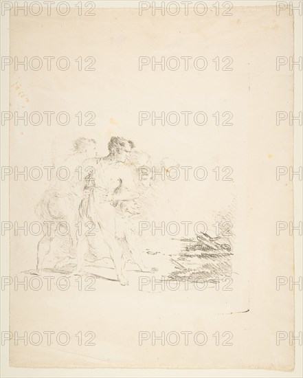 Men Spitting at a Fire, ca. 1820-1850. Creator: Formerly attributed to Goya