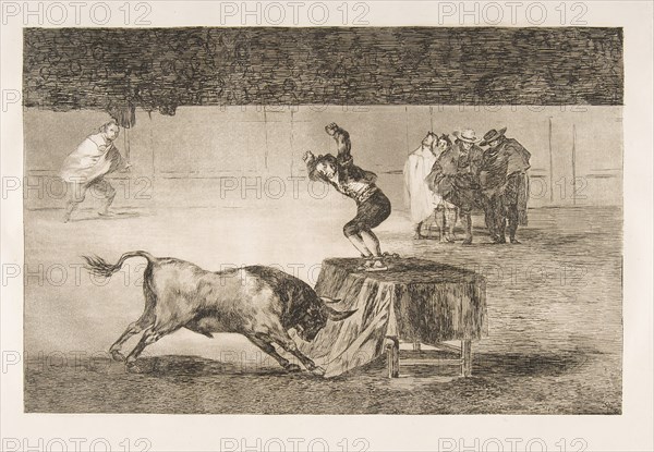 Plate 19 of the 'Tauromaquia': Another madness of his in the same ring., 1816. Creator: Francisco Goya.