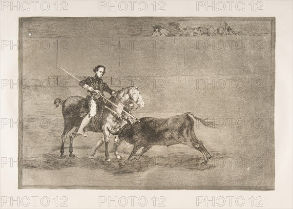 Plate 22 from the 'Tauromaquia':Manly courage of the celebrated Pajuelera in [the ring] at..., 1816. Creator: Francisco Goya.