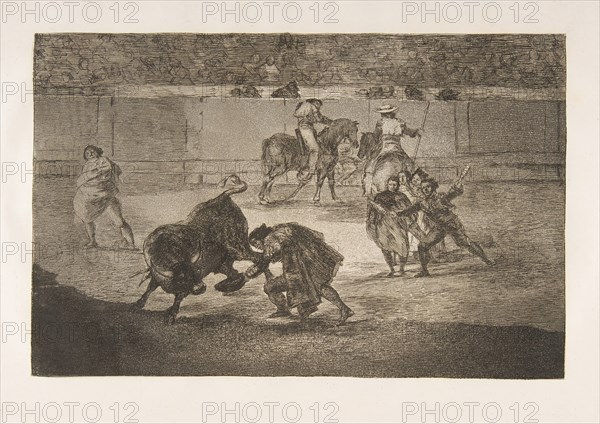 Plate 29 of the 'Tauromaquia': Pepe Illo making the pass of the 'recorte'., 1816. Creator: Francisco Goya.