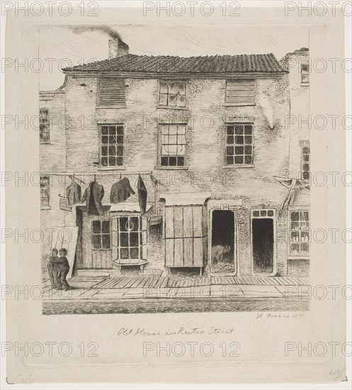 Old House in Rector Street (from Scenes of Old New York), 1870. Creator: Henry Farrer.