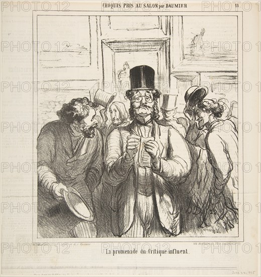 Walk-through of an influential critic, from 'Sketches from the Salon,' published ..., June 24, 1865. Creator: Honore Daumier.