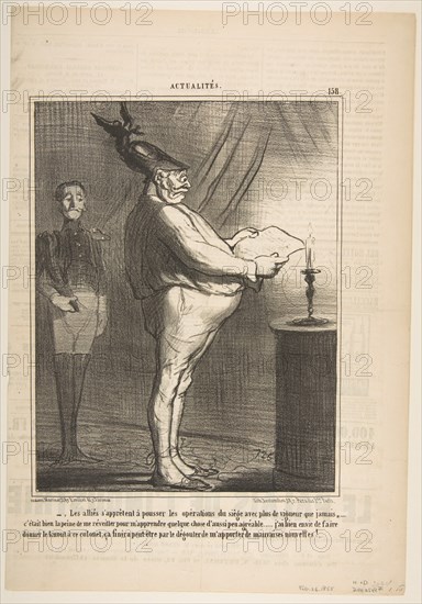 Les allies s'apprètent à pousser les opérations du siège avec plus de vigueur..., February 26, 1855. Creator: Honore Daumier.