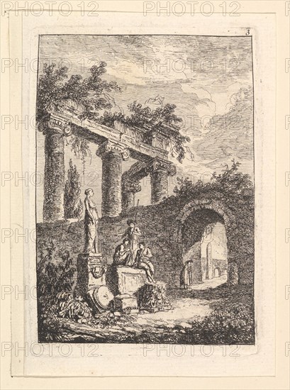 La Statue en Avant les Ruines.n.d. Creator: Hubert Robert.