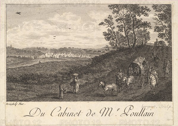 Landscape with Cart after the painting in the cabinet of Mr. Poullain, 1780. Creator: JF Borgnet.