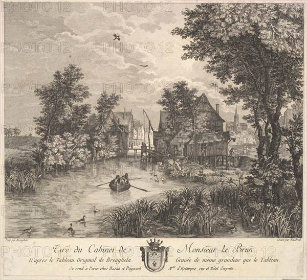 River Landscape after the painting in the cabinet of Mr. Poullain, 1780. Creator: JF Borgnet.