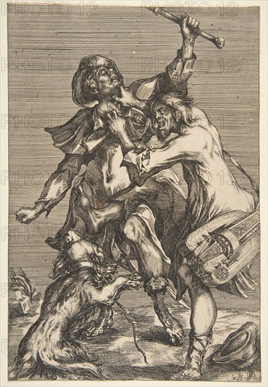 Two Fighting Beggars, 1612-16. Creator: Jacques Bellange.