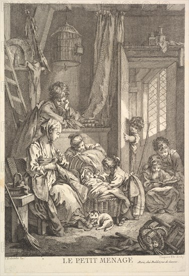 The Small Household, mid to late 18th century. Creator: Jacques Gabriel Huquier.