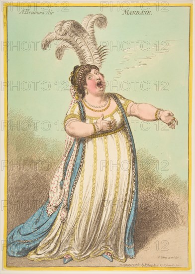 A Bravura Air. Mandane, December 22, 1801. Creator: James Gillray.