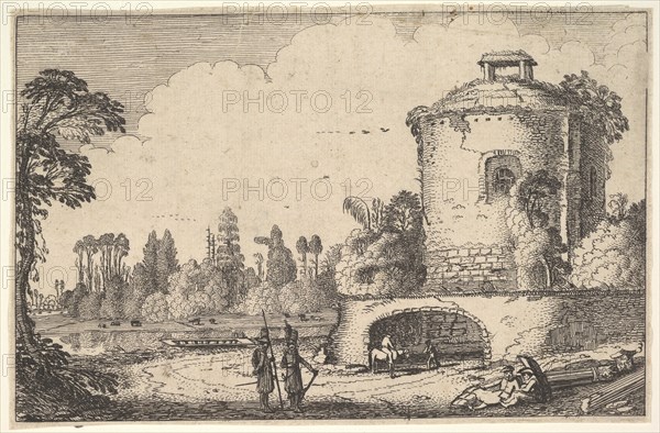 Landscape with a Round Tower, ca. 1616. Creator: Jan van de Velde II.