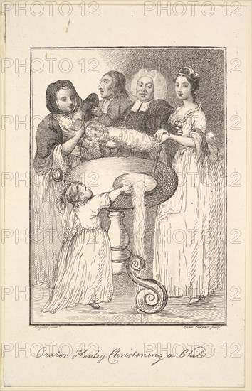 Orator Henley Christening a Child, 1794. Creator: Jane Ireland.