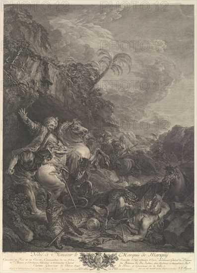 La Chasse au Tigre (The Tiger Chase), 18th century. Creator: Jean Jacques Flipart.